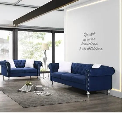 Royal Blue Loveseat & Sofa Set