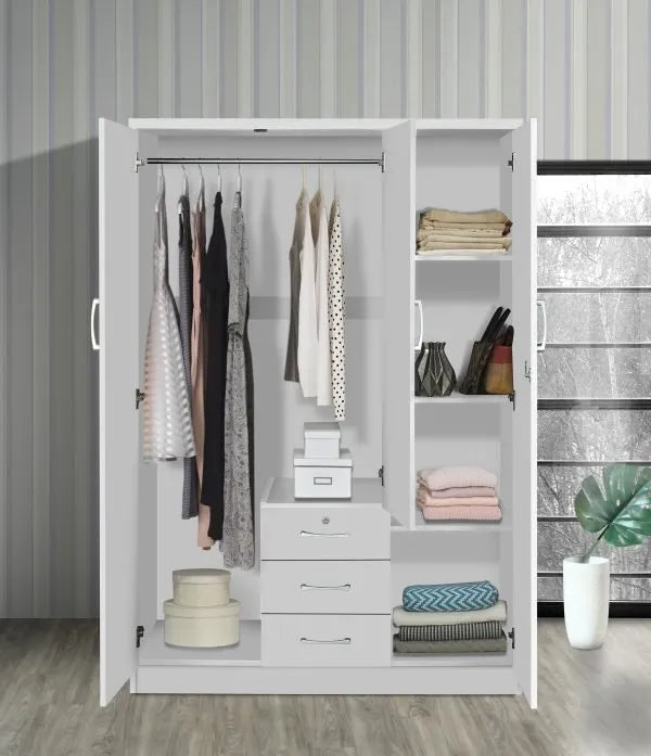 3 Door Wardrobe Closet W/ Mirror