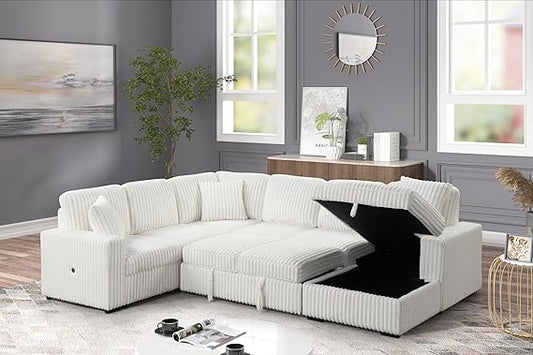 Spacious Sectional W/ Chaise Storage & USB Ports