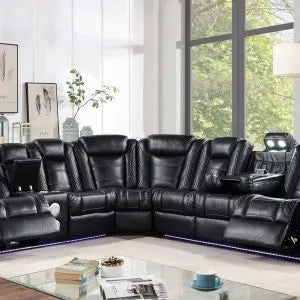 3PC LED Power Reclining Sectional W/Reading Lamp