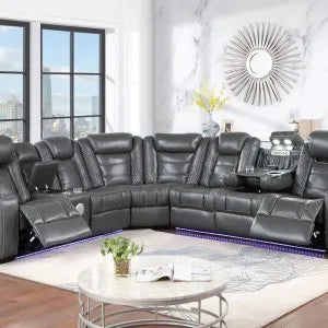 3PC LED Power Reclining Sectional W/Reading Lamp