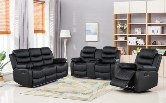 2PC LED Loveseat &Sofa Recliners