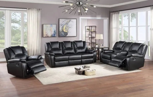 Black Reclining Sofa Set 3 PC Set