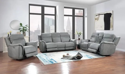 3PC Gray Cushion Reclining Living Room Set