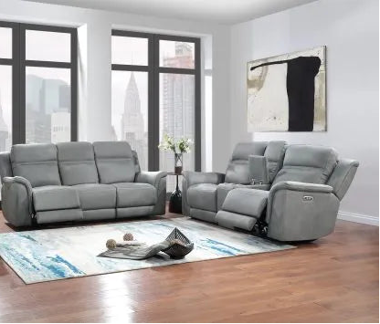 2PC Gray Cushion Reclining Loveseat & Sofa Set