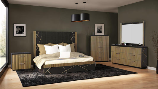 Allure Golden Sequin Bedroom Set