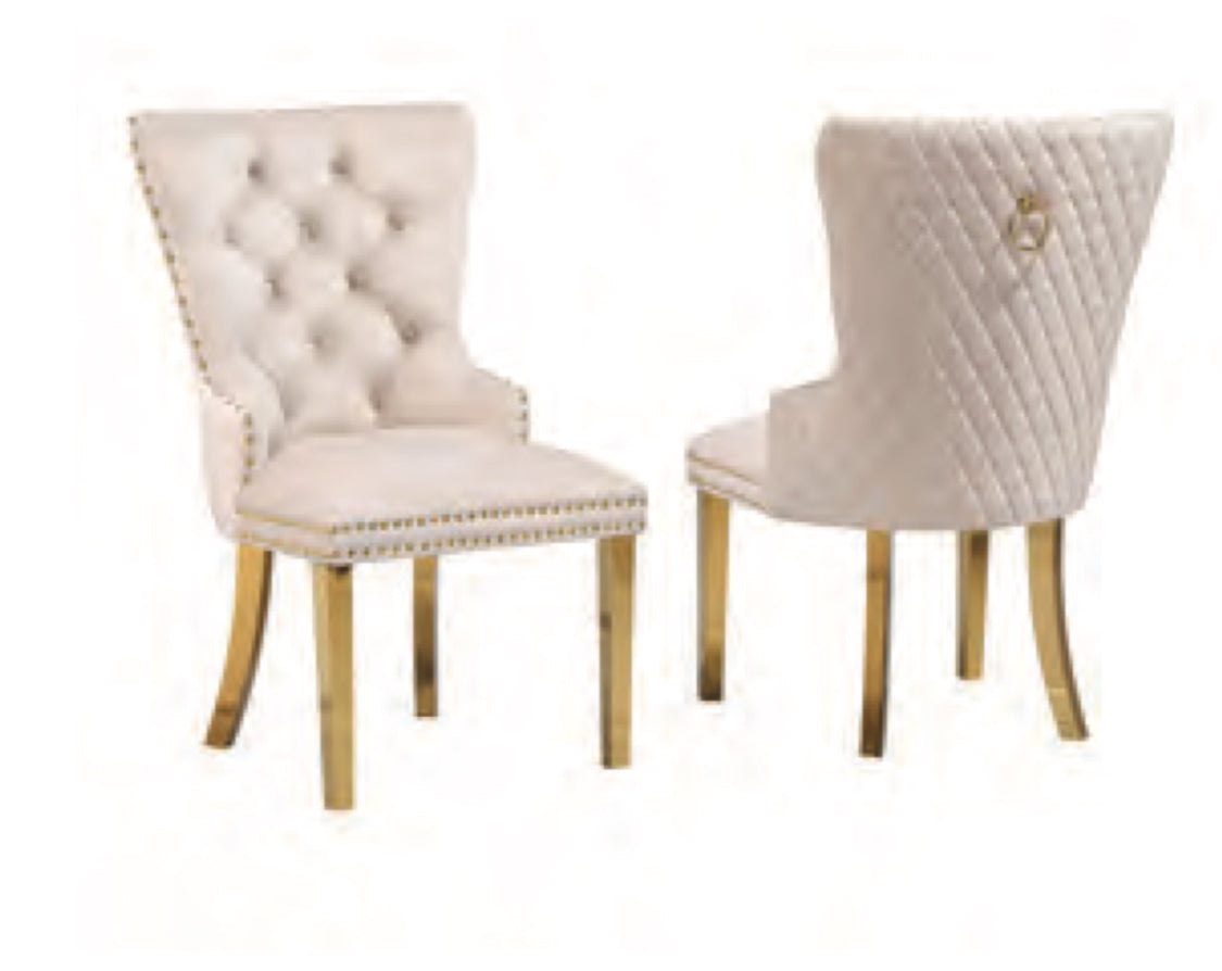 Cushion Dining Chair W/Gold Legs