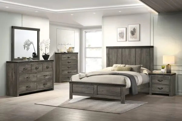 Elegant Wood 5pc Bedroom Set W/O Chest