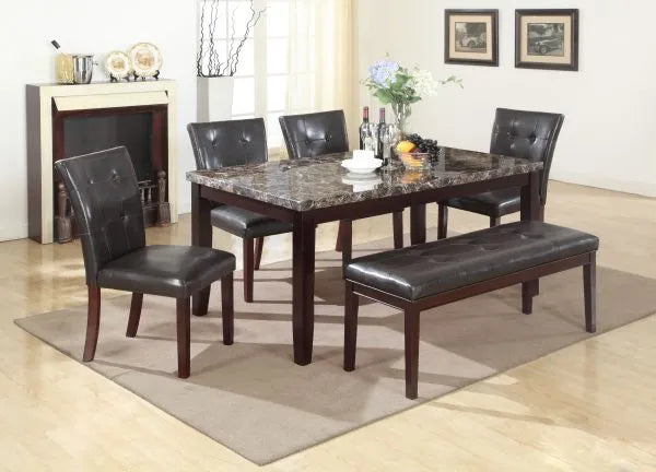 Faux Marble Dining Room Set W/ Bench