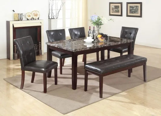 Faux Marble Dining Room Set W/ Bench