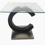 C-Shape Glass End Table