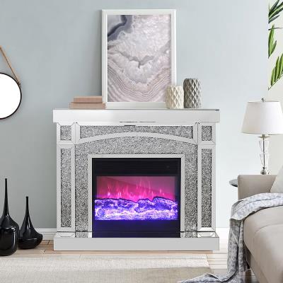 Silver Fireplace W/ Heater