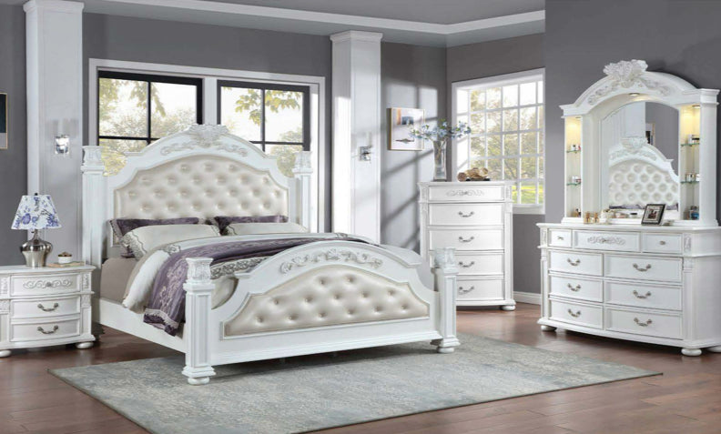 Elegant White /Cream Bedroom set