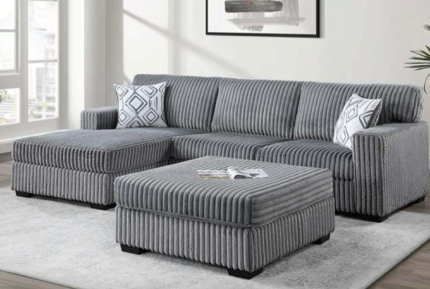 2PC Corduroy Sectional Set