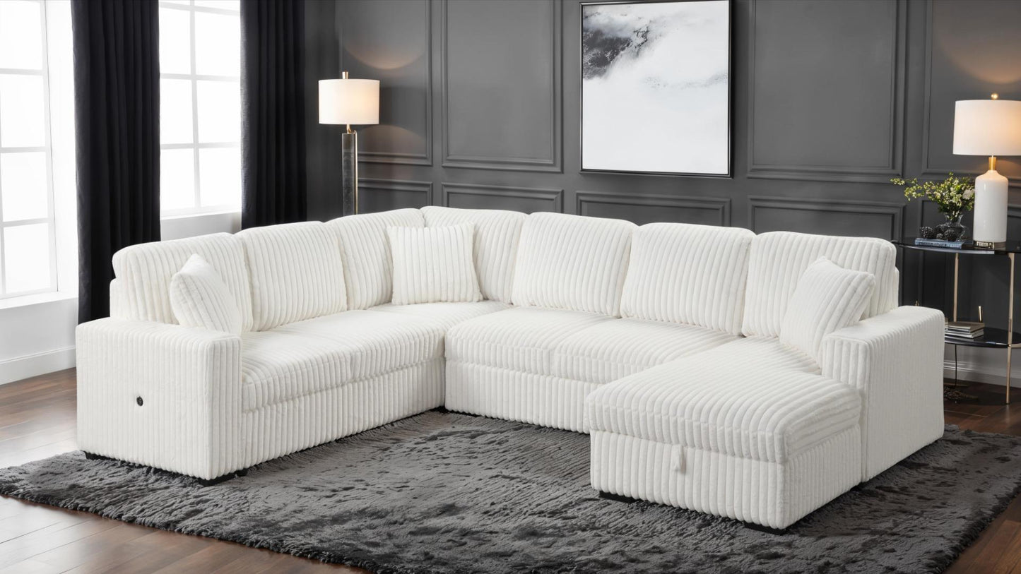 Spacious Sectional W/ Chaise Storage & USB Ports