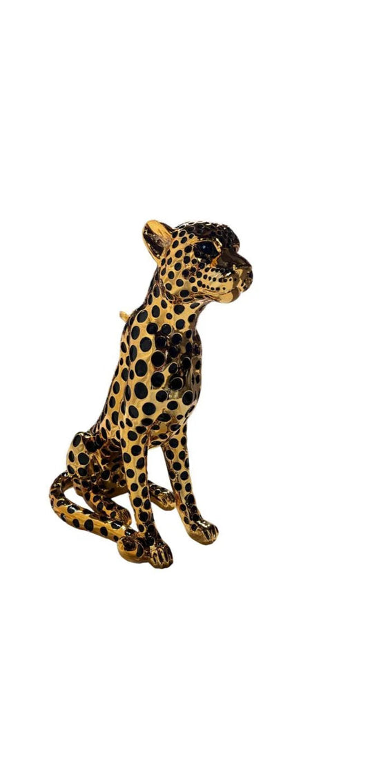 GOLD & BLACK LEOPARD SCULPTURE (27")