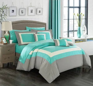 Queen 10pc Teal Comforter Set