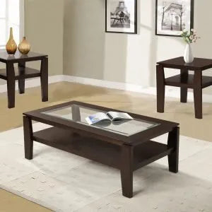 3PC Brown Coffee Table Set