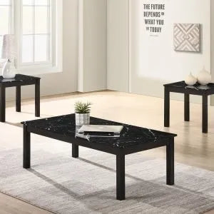 3PC Marble Top Coffee Table Set