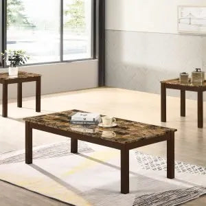 3PC Marble Top Coffee Table Set