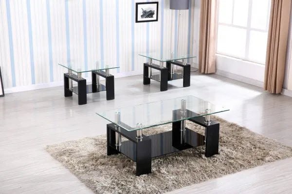 3PC Unique Glass Coffee Table Set