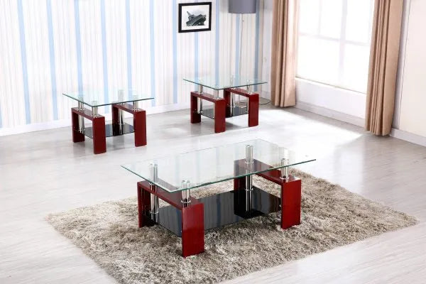 3PC Unique Glass Coffee Table Set