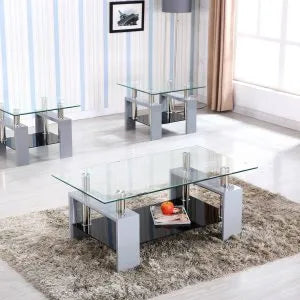 3PC Unique Glass Coffee Table Set