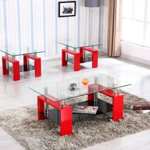 3PC Unique Glass Coffee Table Set