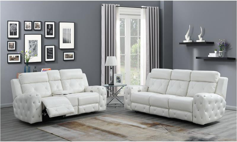 Power Console Blanche White Recliner Set