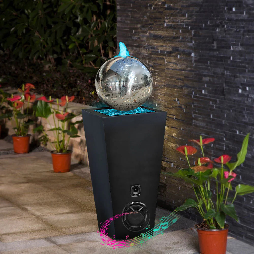 Stainless Sphere Water Foutain W/ Bluetooth