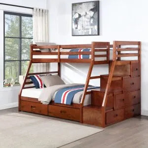 Double Bunk Bed W/ Staircase & Draw