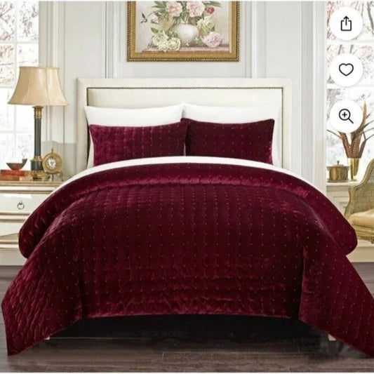 King 3pc Burgundy Comforter Set