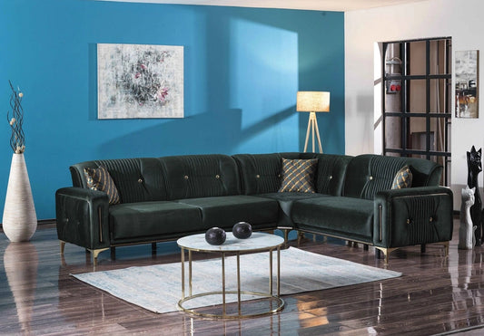 Angel Suede Green Sectional