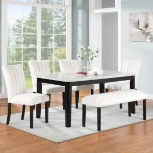 Fabric Dining Room set with Fabric Bench