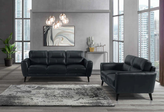 Black Leather Sofa Set