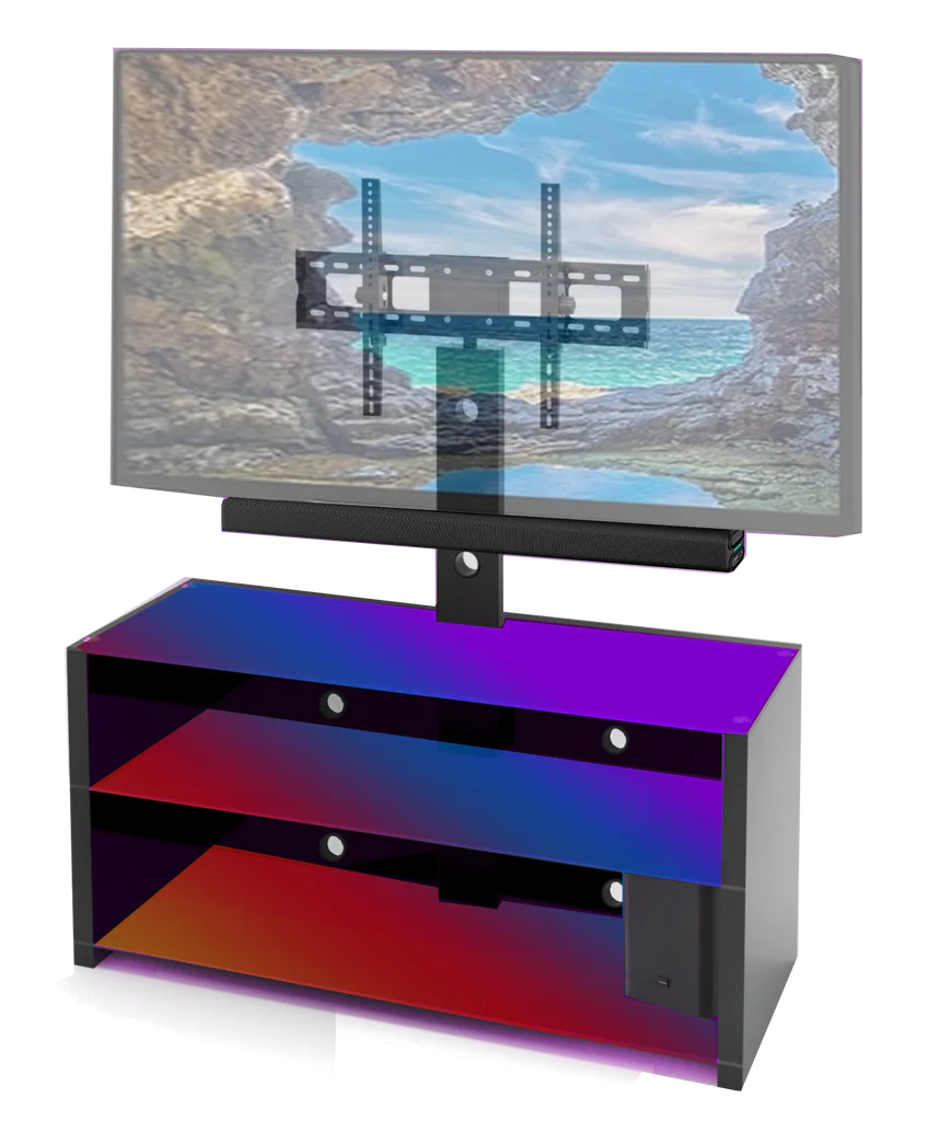 XGlass2 Entertainment Center Tv stand W/ Led lights